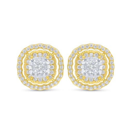 [EAR02WCZ00000C852] Sterling Silver 925 Earring Golden Plated Embedded With White Zircon