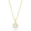 Sterling Silver 925 Necklace Golden Plated Embedded With Yellow Diamond And White Zircon
