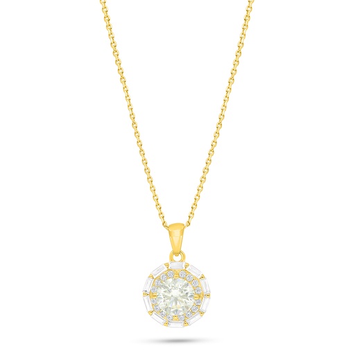 [NCL02CIT00WCZB936] Sterling Silver 925 Necklace Golden Plated Embedded With Yellow Diamond And White Zircon