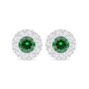 Sterling Silver 925 Earring Rhodium Plated Embedded With Emerald Zircon And White Zircon