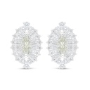 Sterling Silver 925 Earring Rhodium Plated Embedded With Yellow Diamond And White Zircon