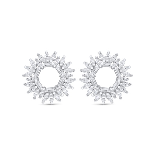 [EAR01WCZ00000C855] Sterling Silver 925 Earring Rhodium Plated Embedded With White Zircon