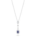 Sterling Silver 925 Necklace Rhodium Plated Embedded With Sapphire Corundum And White Zircon