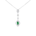 Sterling Silver 925 Necklace Rhodium Plated Embedded With Emerald Zircon And White Zircon