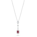 Sterling Silver 925 Necklace Rhodium Plated Embedded With Ruby Corundum And White Zircon