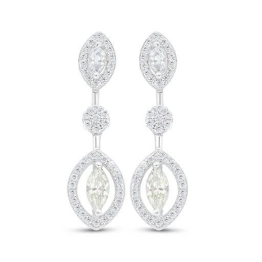 [EAR01CIT00WCZC856] Sterling Silver 925 Earring Rhodium Plated Embedded With Yellow Diamond And White Zircon