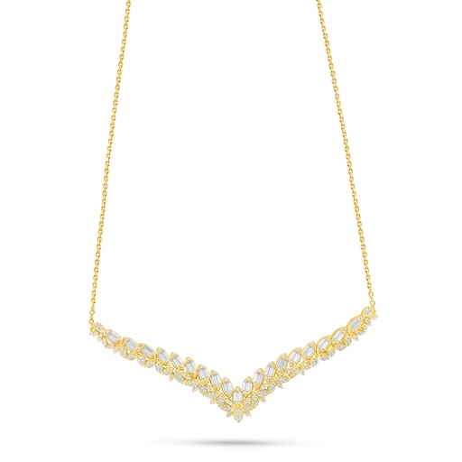 [NCL02WCZ00000B940] Sterling Silver 925 Necklace Golden Plated Embedded With White Zircon