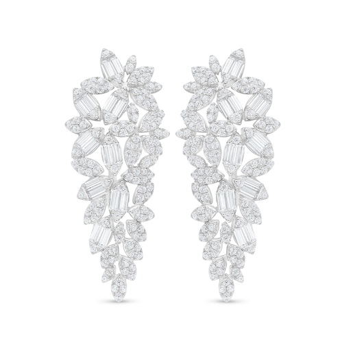 [EAR01WCZ00000C857] Sterling Silver 925 Earring Rhodium Plated Embedded With White Zircon