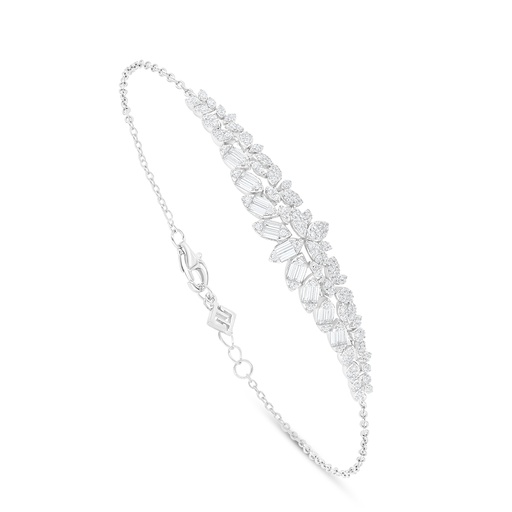 [BRC01WCZ00000B439] Sterling Silver 925 Bracelet Rhodium Plated Embedded With White Zircon