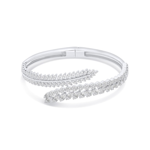 [BNG01WCZ00000A128] Sterling Silver 925 Bangle Rhodium Plated Embedded With White Zircon