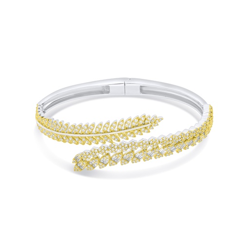 [BNG28WCZ00000A128] Sterling Silver 925 Bangle Rhodium And Golden Plated Embedded With White Zircon