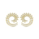 Sterling Silver 925 Earring Rhodium And Golden Plated Embedded With White Zircon