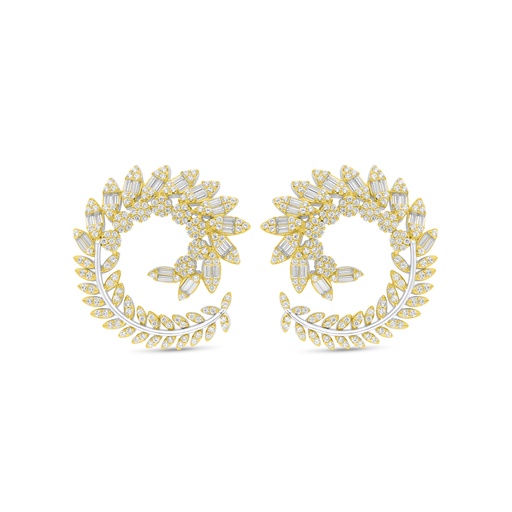 [EAR28WCZ00000C859] Sterling Silver 925 Earring Rhodium And Golden Plated Embedded With White Zircon