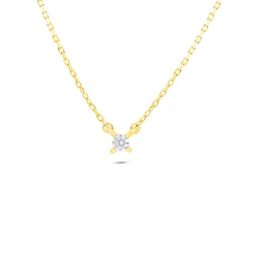 [NCL02WCZ00000B806] Sterling Silver 925 Necklace Golden Plated Embedded With White Zircon