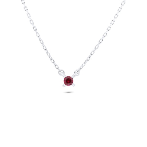 [NCL01RUB00000B806] Sterling Silver 925 Necklace Rhodium Plated Embedded With Ruby Corundum