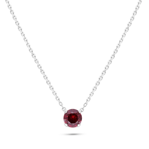 [NCL01RUB00000B808] Sterling Silver 925 Necklace Rhodium Plated Embedded With Ruby Corundum