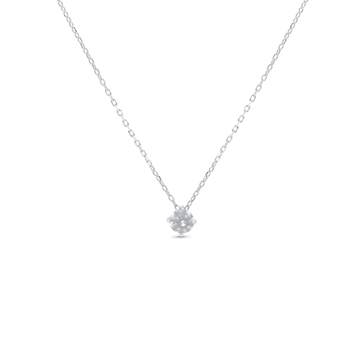 [NCL01WCZ00000B810] Sterling Silver 925 Necklace Rhodium Plated Embedded With White Zircon