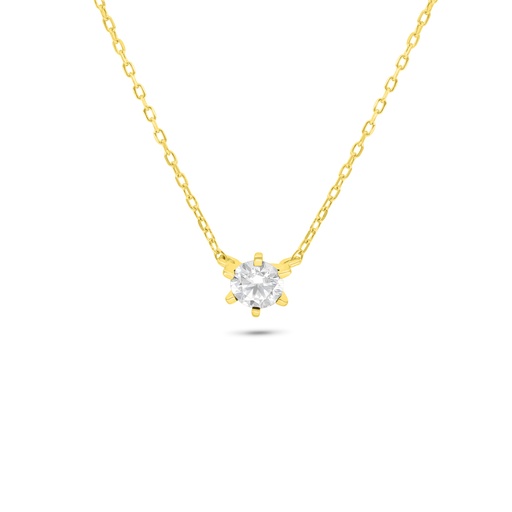 [NCL02WCZ00000B812] Sterling Silver 925 Necklace Golden Plated Embedded With White Zircon