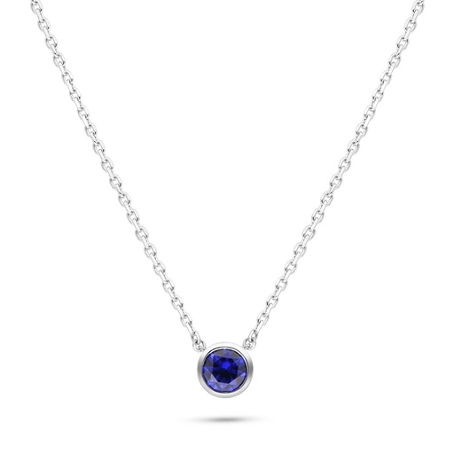 [NCL01SAP00000B816] Sterling Silver 925 Necklace Rhodium Plated Embedded With Sapphire Corundum 