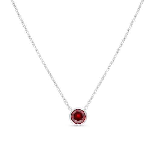 [NCL01RUB00000B816] Sterling Silver 925 Necklace Rhodium Plated Embedded With Ruby Corundum