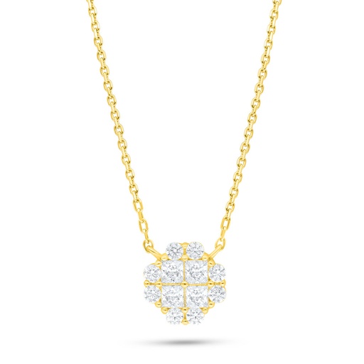 [NCL02WCZ00000B829] Sterling Silver 925 Necklace Golden Plated Embedded With White Zircon