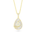 Sterling Silver 925 Necklace Golden Plated Embedded With Yellow Diamond And White Zircon