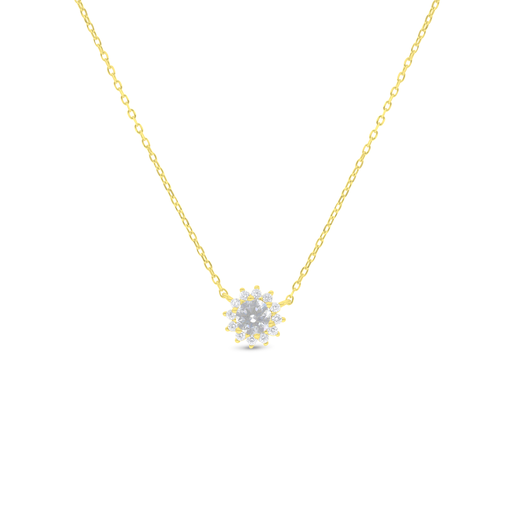 [NCL02WCZ00000B844] Sterling Silver 925 Necklace Golden Plated Embedded With White Zircon