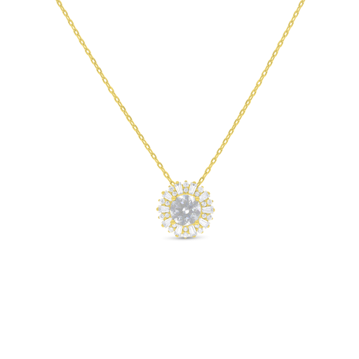 [NCL02WCZ00000B845] Sterling Silver 925 Necklace Golden Plated Embedded With White Zircon