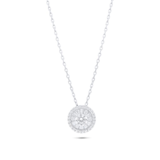 [NCL01WCZ00000B847] Sterling Silver 925 Necklace Rhodium Plated Embedded With White Zircon