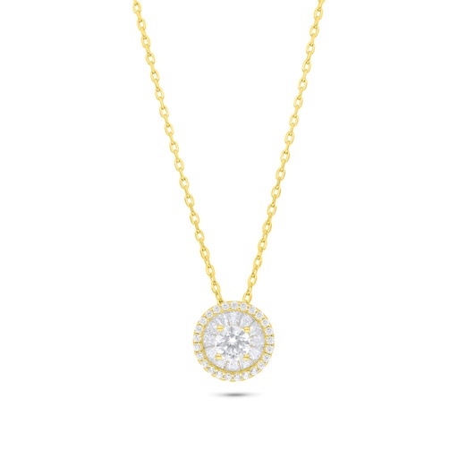 [NCL02WCZ00000B847] Sterling Silver 925 Necklace Golden Plated Embedded With White Zircon