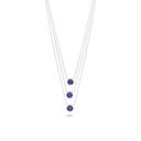 Sterling Silver 925 Necklace Rhodium Plated Embedded With Sapphire Corundum And White Zircon