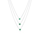 Sterling Silver 925 Necklace Rhodium Plated Embedded With Emerald Zircon