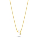 Sterling Silver 925 Necklace Golden Plated Embedded With Natural White Pearl And White Zircon 