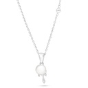 Sterling Silver 925 Necklace Rhodium Plated Embedded With Natural White Pearl And White Zircon