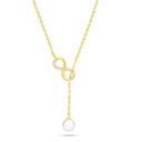 Sterling Silver 925 Necklace Golden Plated Embedded With Natural White Pearl And White Zircon