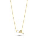 Sterling Silver 925 Necklace Golden Plated Embedded With Natural White Pearl And White Zircon 