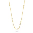 Sterling Silver 925 Necklace Golden Plated Embedded With Natural White Pearl And White Zircon 