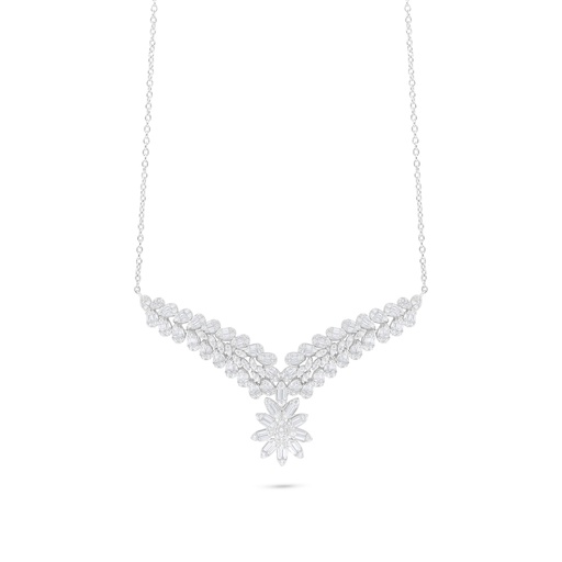 [NCL01WCZ00000B951] Sterling Silver 925 Necklace Rhodium Plated Embedded With White Zircon