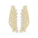Sterling Silver 925 Earring Golden Plated Embedded With White Zircon