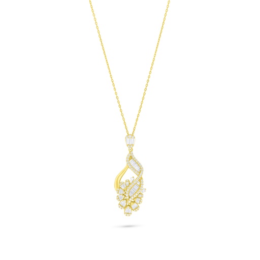 [NCL02WCZ00000B953] Sterling Silver 925 Necklace Golden Plated Embedded With White Zircon