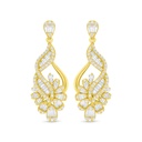 Sterling Silver 925 Earring Golden Plated Embedded With White Zircon