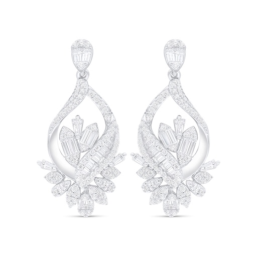 [EAR01WCZ00000C872] Sterling Silver 925 Earring Rhodium Plated Embedded With White Zircon