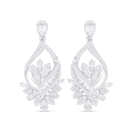 [EAR01WCZ00000C872] Sterling Silver 925 Earring Rhodium Plated Embedded With White Zircon