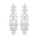 Sterling Silver 925 Earring Rhodium Plated Embedded With White Zircon