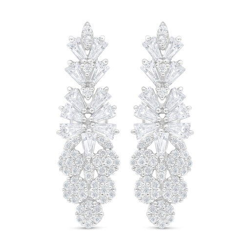 [EAR01WCZ00000C873] Sterling Silver 925 Earring Rhodium Plated Embedded With White Zircon
