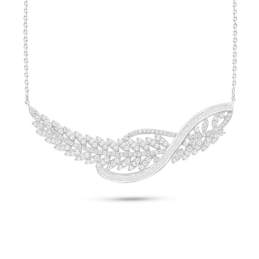 [NCL01WCZ00000B956] Sterling Silver 925 Necklace Rhodium Plated Embedded With White Zircon