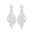 Sterling Silver 925 Earring Rhodium Plated Embedded With White Zircon