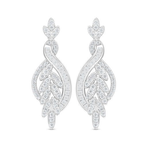 [EAR01WCZ00000C874] Sterling Silver 925 Earring Rhodium Plated Embedded With White Zircon