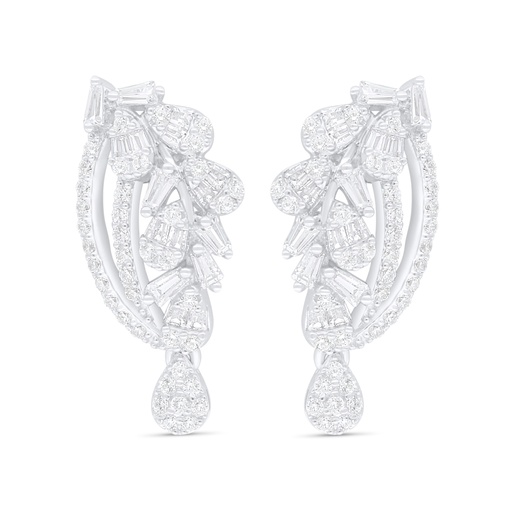 [EAR01WCZ00000C875] Sterling Silver 925 Earring Rhodium Plated Embedded With White Zircon