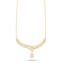 Sterling Silver 925 Necklace Golden Plated Embedded With Yellow Diamond And White Zircon